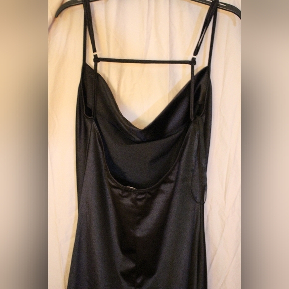 Black Satin Backless Dress - Picture 4 of 4